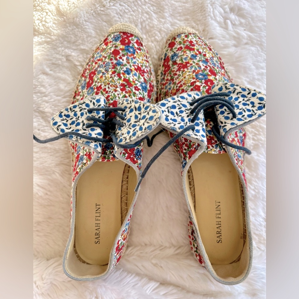 Sarah Flint Elena Espadrille In Red Floral Linen